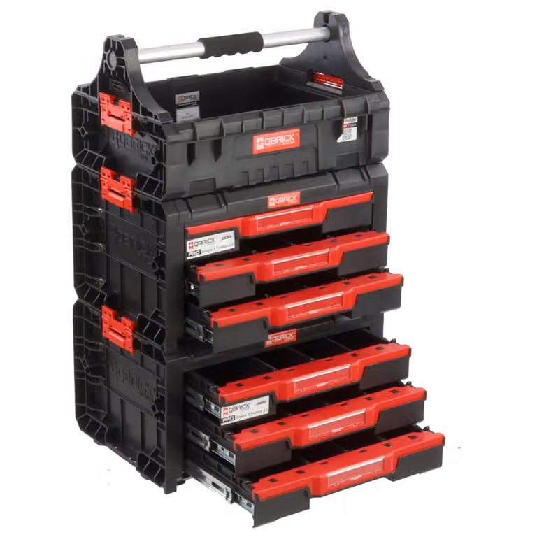 Set composto da 2 x cassetto portautensili triplo, scatola con maniglia H 73,5 cm, set modulare, Garage Workshop PRO