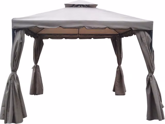 Gazebo 3x3 3x4 in Alluminio Teli Laterali Doppio Tetto Beige Roma Verdelook Formato: 3 x 3 m
