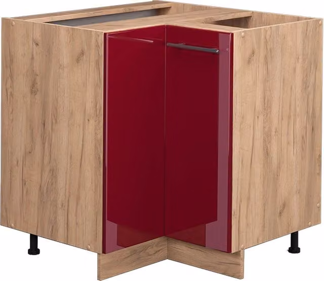 Mobile ad angolo cucina Fame-Line Bordeaux lucido/Rovere dorato 80.5 cm senza piano di lavoro Vicco