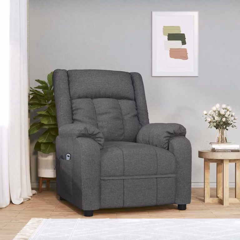 Poltrona elettrica reclinabile vidaXL in tessuto grigio con braccioli e struttura moderna
