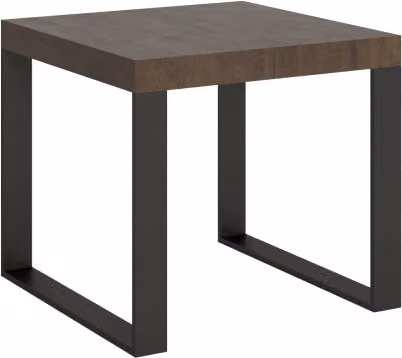 Tavolo allungabile Itamoby moderno in legno e metallo, colore noce e antracite, L/P: 90 x 90 cm, estensibile fino a 246 cm