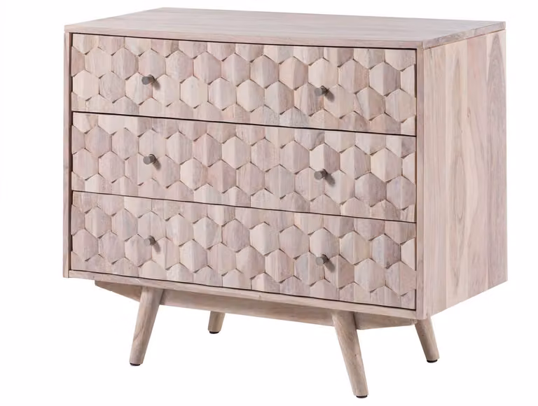 MASSIVMOEBEL24 | MOSAYK #207 Comò in legno di acacia - laccato / bianco 88x42x75