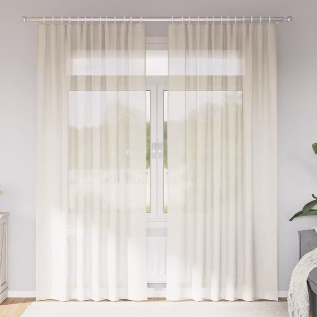 vidaXL Tende in Voile con Tasche per Aste 2 pz Crema