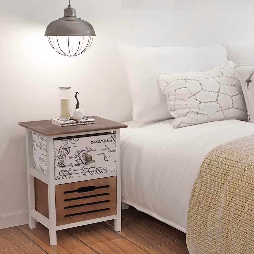 Set di 2 comodini vidaXL in legno stile rustico multicolore
