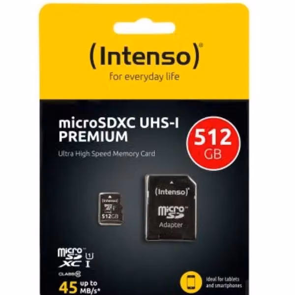 Micro SD Intenso con adattatore da 512 GB UHS-I colore nero – 2