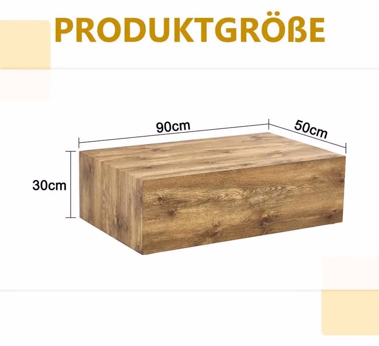 Tavolino da caffè rettangolare - Arredamento per soggiorno - 90 x 50 x 30 cm - Legno e MDF - Assemblaggio richiesto - Adatto per 2 persone - Stile moderno