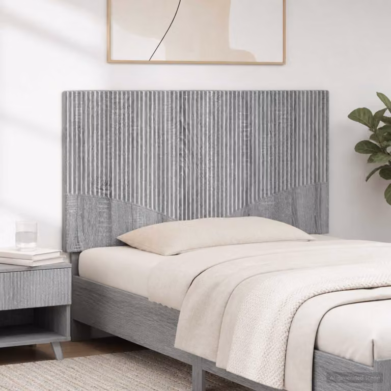 Testiera da muro vidaXL HOORN in legno ingegnerizzato grigio con ripiano integrato