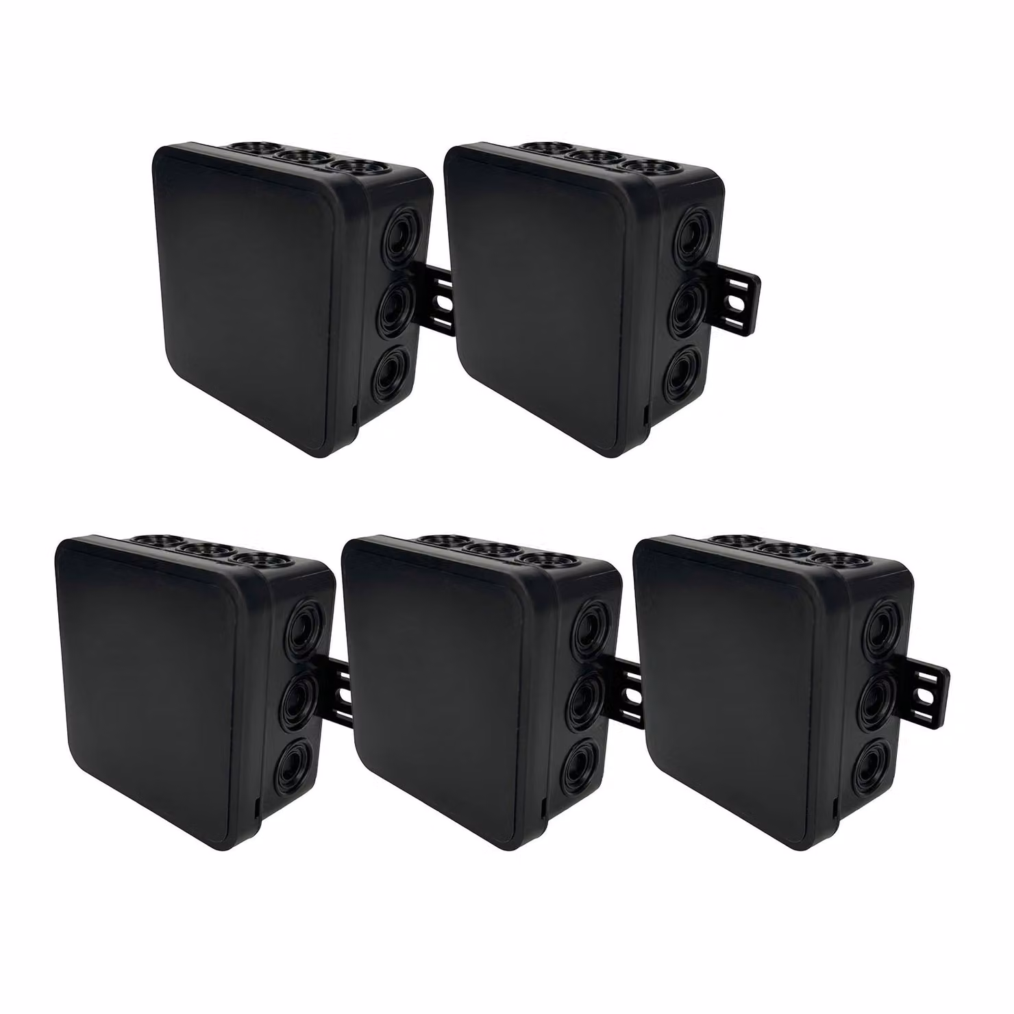 5x Scatola di giunzione elastica a montaggio superficiale 100x100x41mm IP54 12 click-in con punti di interruzione predeterminati nero V7 EDO777920 EDO Technic