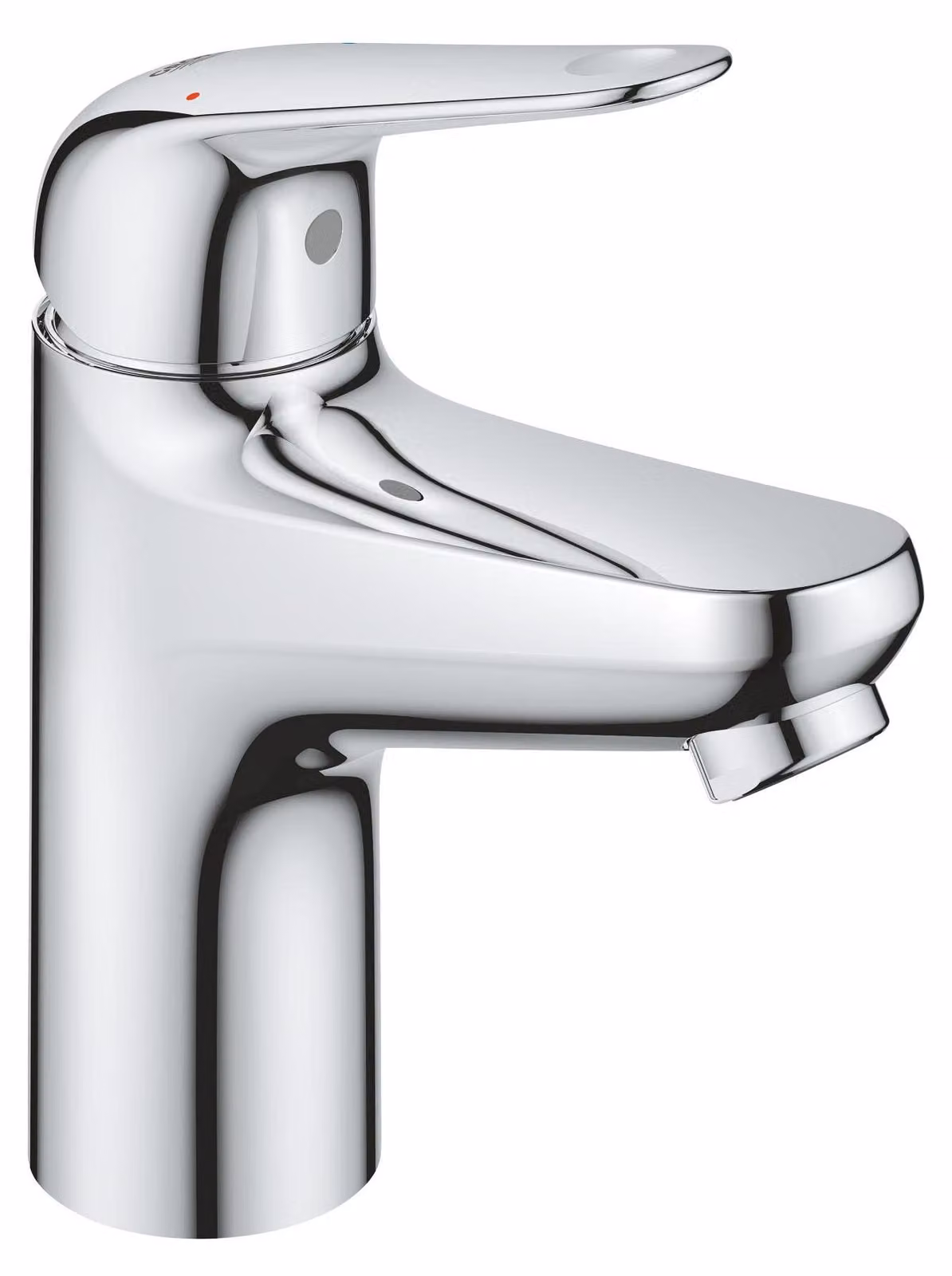 Miscelatore per lavabo, altezza 16 cm, a risparmio idrico, tappo con apertura a pressione, finitura cromata