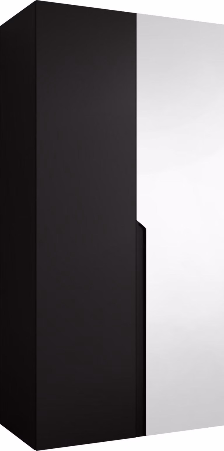 MIRJAN24 Armadio Mila 2 100 con specchio, camera da letto, armadio, con due ante a battente e asta appendiabiti, moderno, armadio guardaroba (colore: nero + nero)