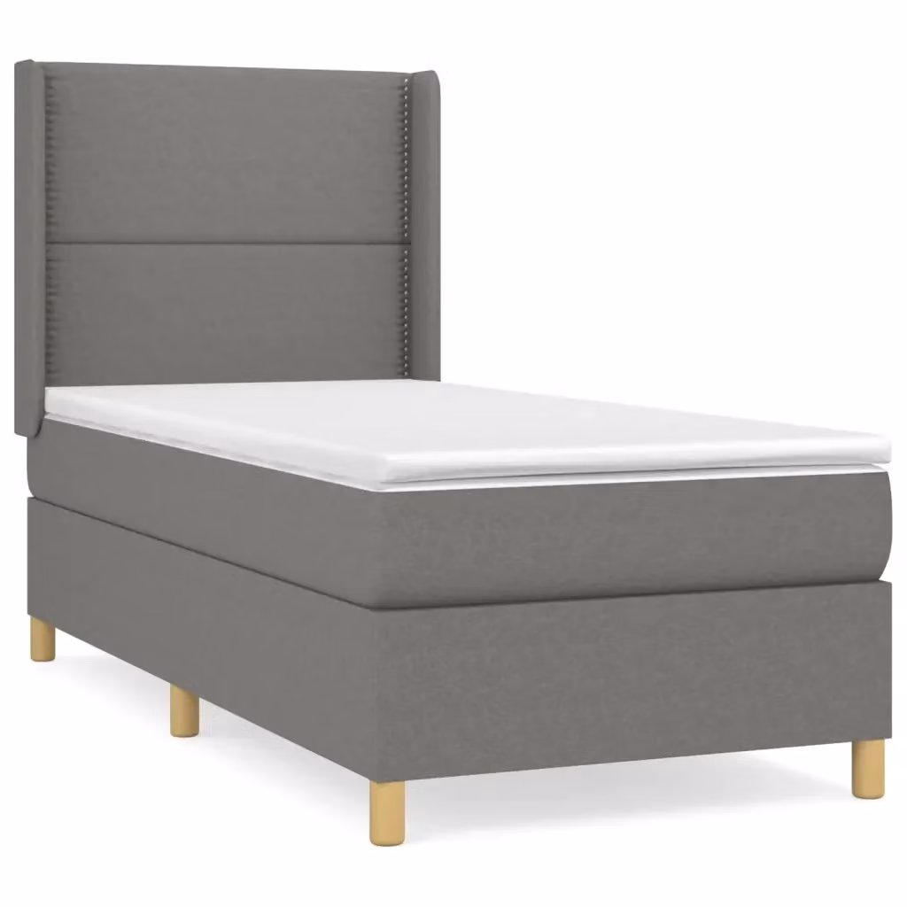 Letto Ibrido con Giroletto a Molle e Materasso vidaXL in Grigio e Bianco, L/P/H: 90 x 190 x 25 cm – 2