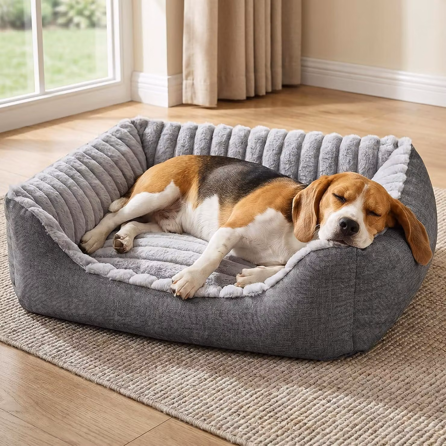 Cuccia per cani, taglia S, grigia, con base antiscivolo, rivestimento lavabile in lavatrice, adatta a cani di piccola taglia