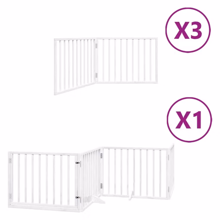 Cancello Cani Porta Pieghevole Bianco 10 Pannelli 800 cm Pioppo