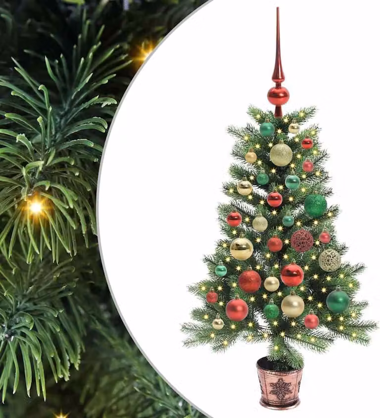 Albero di Natale con 150 LED con supporto Verde 90 cm PE