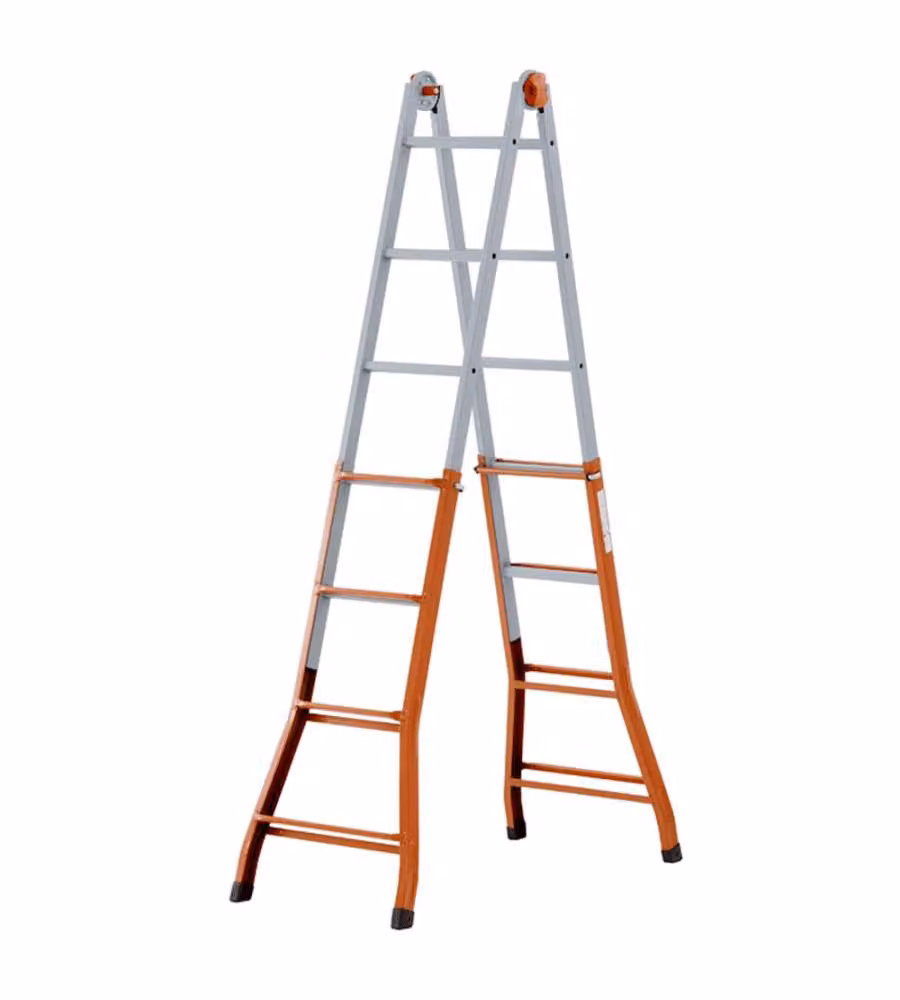 Scala telescopica Gierre in acciaio multicolore con 4+5 gradini, altezza 4,14 m