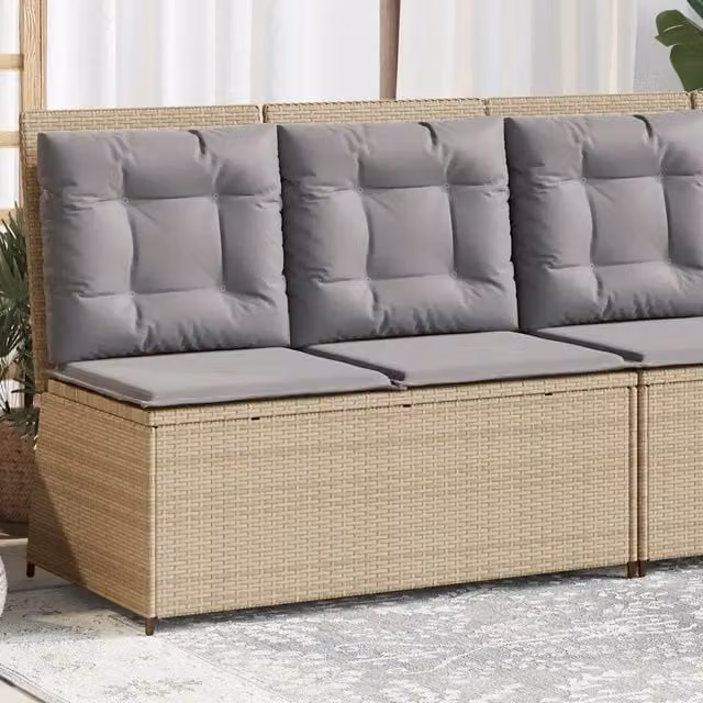Panca reclinabile da giardino Outsunny in polyrattan con cuscini beige e grigio