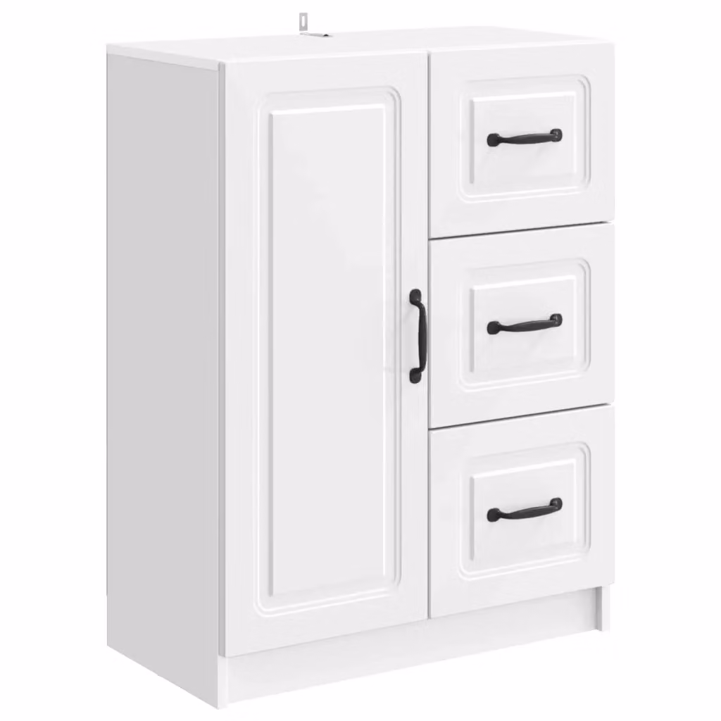 Credenza moderna vidaXL in legno MDF bianco lucido L 66 cm x P 34,5 cm x H 87 cm – 2