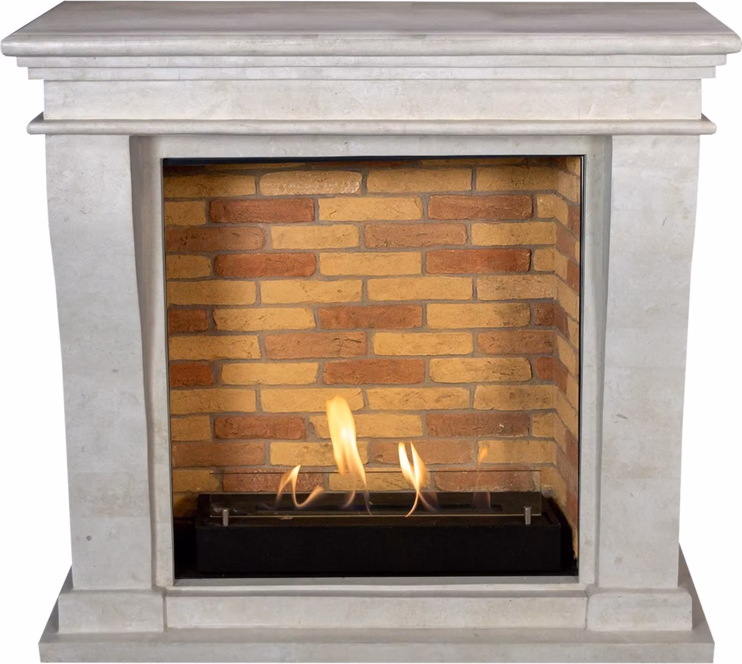 Caminetto a etanolo Xaralyn - Kreta-Mini BST-SWP - pietra naturale levigata bianca - riscaldamento a 3 kW - caminetto da incasso incluso - caminetto decorativo