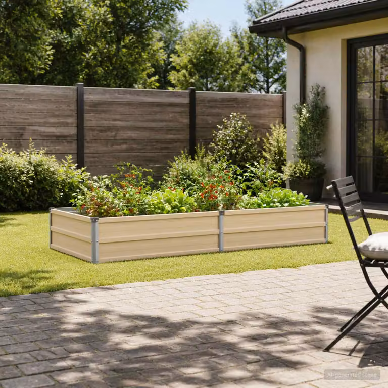 Letto rialzato da giardino vidaXL in metallo beige L: 160 cm, P: 80 cm, H: 24 cm