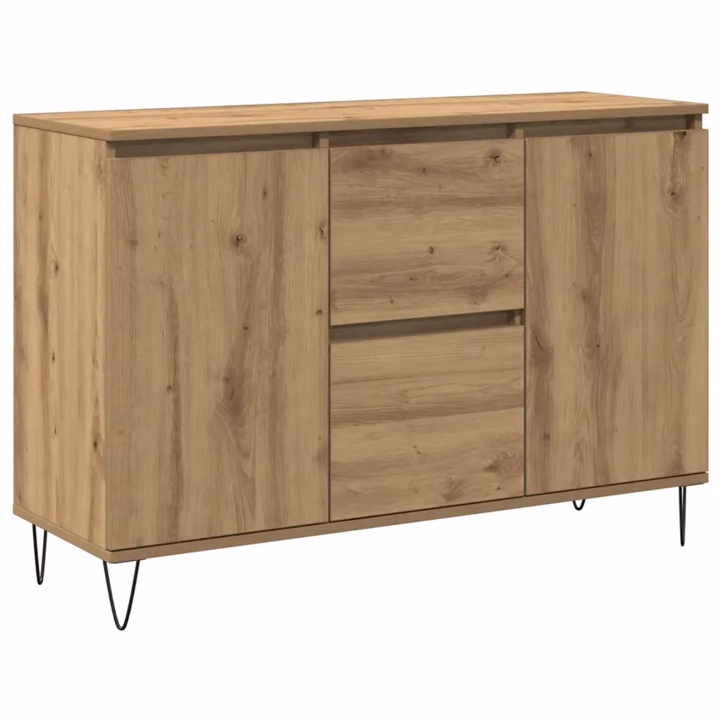 Credenza Buffet da Cucina Design Mania in Legno Rovere e Metallo Marrone L: 101,5 cm, P: 35 cm, H: 70 cm – 2