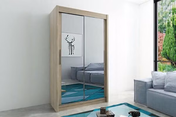 Armadio ad ante scorrevoli Tokyo Armadio 120x62x200cm Specchio rovere Sonoma