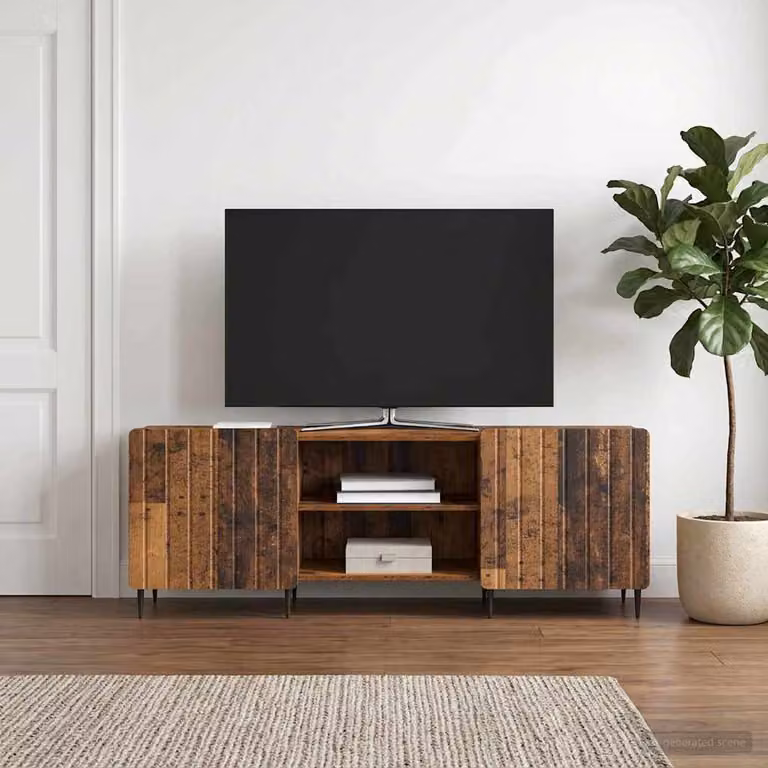 Mobile TV moderno vidaXL in legno e metallo, colore marrone, L 150 x P 31 x H 52 cm