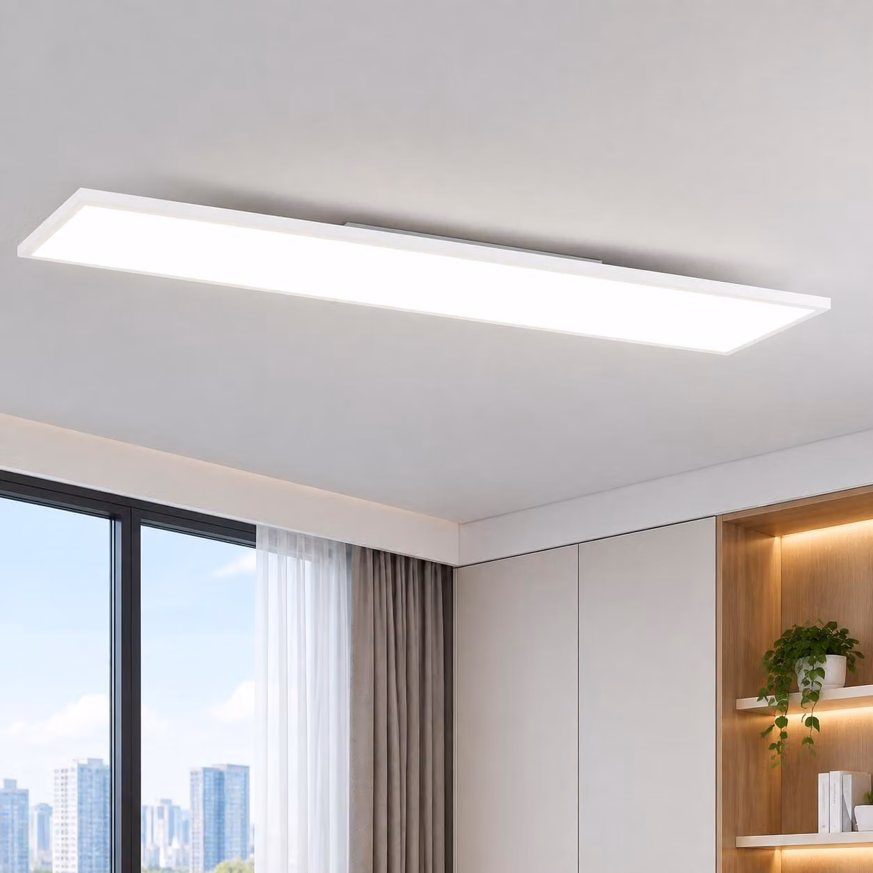 ZMH LED Plafoniera Pannello Dimmerabile - Lampada da soffitto piatta Soggiorno con telecomando 100x25CM Lampada da cucina 42W Soggiorno Lampada da soffitto Pannello Moderno Bianco