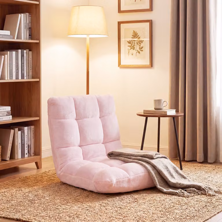 Sedia imbottita da pavimento regolabile in 14 posizioni Costway, Poltrona moderna Rosa, L: 105 cm, P: 56 cm, H: 15 cm