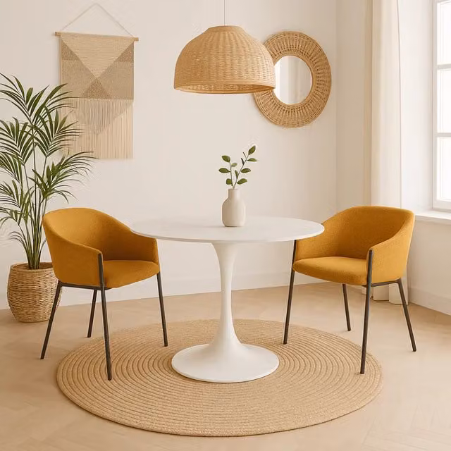 Tavolo da pranzo fisso Circe Duzzle in ceramica bianca effetto marmo lucido, L/P: 100 x 100 cm, H: 76 cm