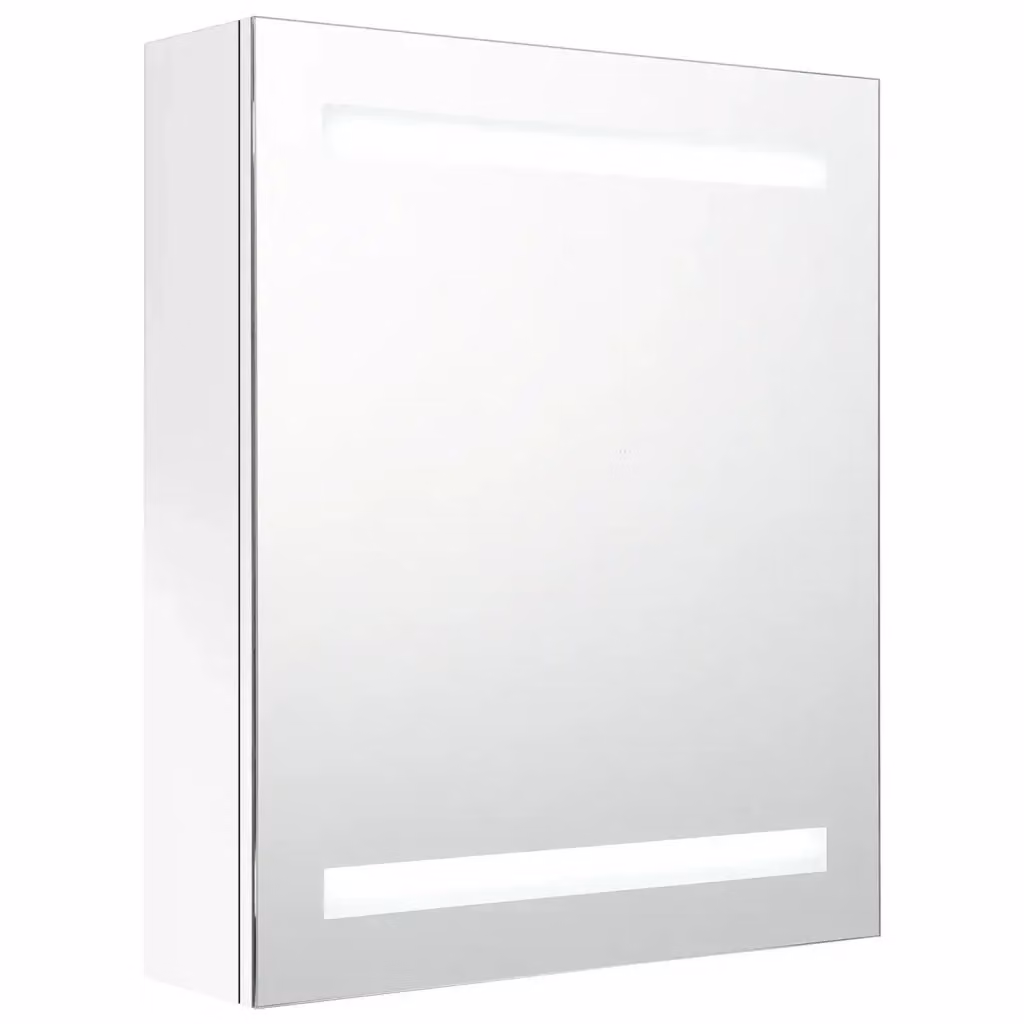 Armadietto da bagno con specchio e illuminazione LED vidaXL, bianco lucido, L: 50 cm, P: 14 cm, H: 60 cm – 2