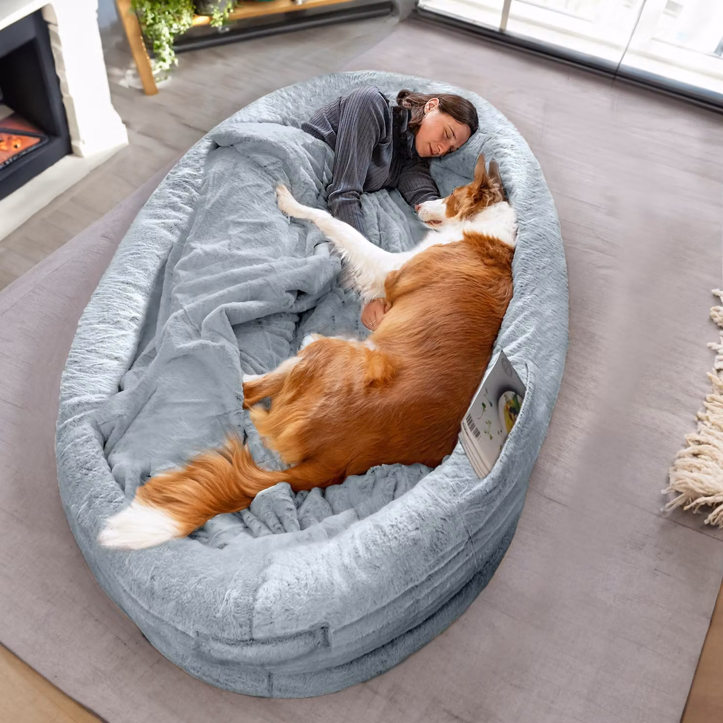 Cuccia comoda per cani, realizzata come un pouf con rivestimento removibile
