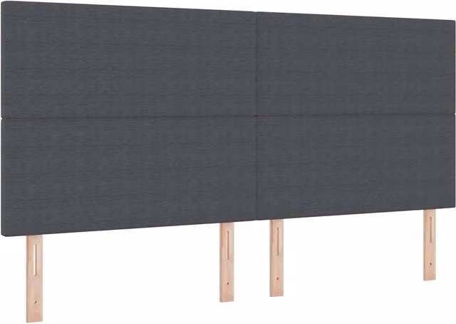 Testiera moderna in tessuto di velluto a coste grigio scuro, Larghezza: 200 cm – 1