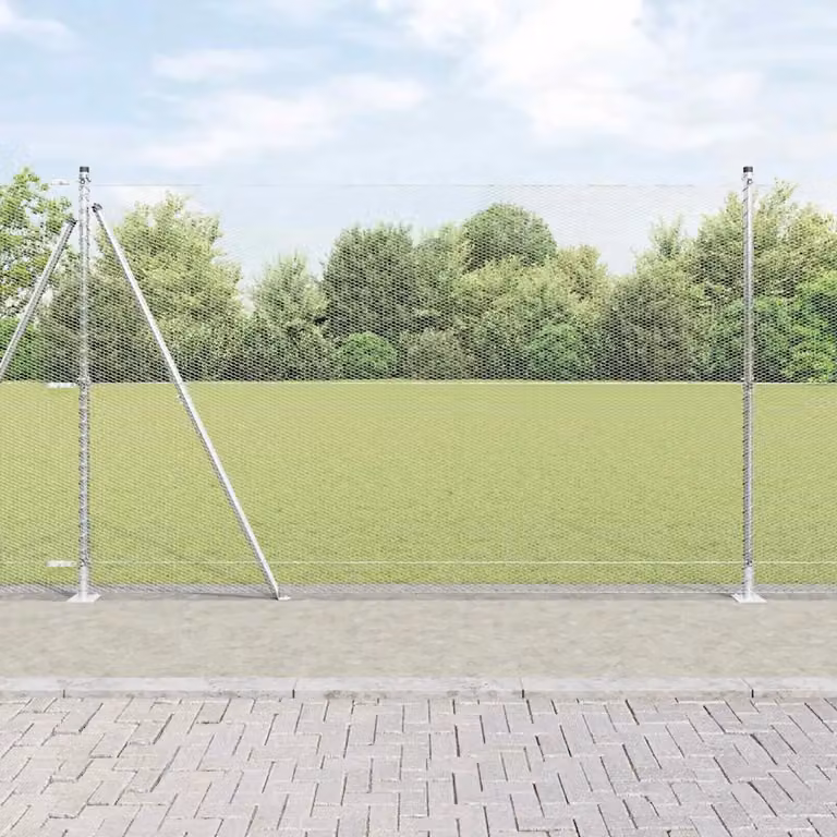 Recinzione esagonale vidaXL in acciaio zincato argento con base in cemento L: 1,6 m, H: 0,5 m