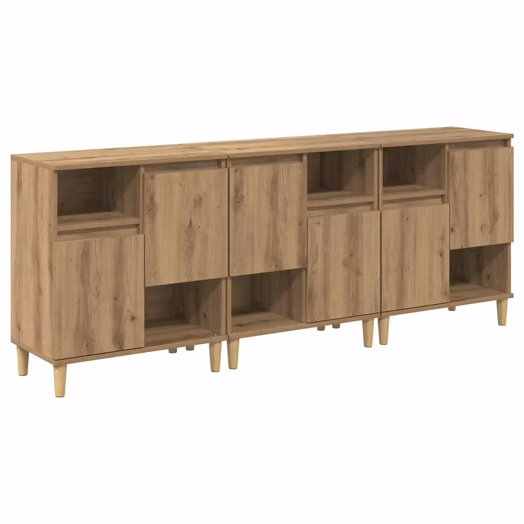 Set di 3 credenze moderne vidaXL in rovere marrone, L/P/H: 60 x 35 x 70 cm – 2