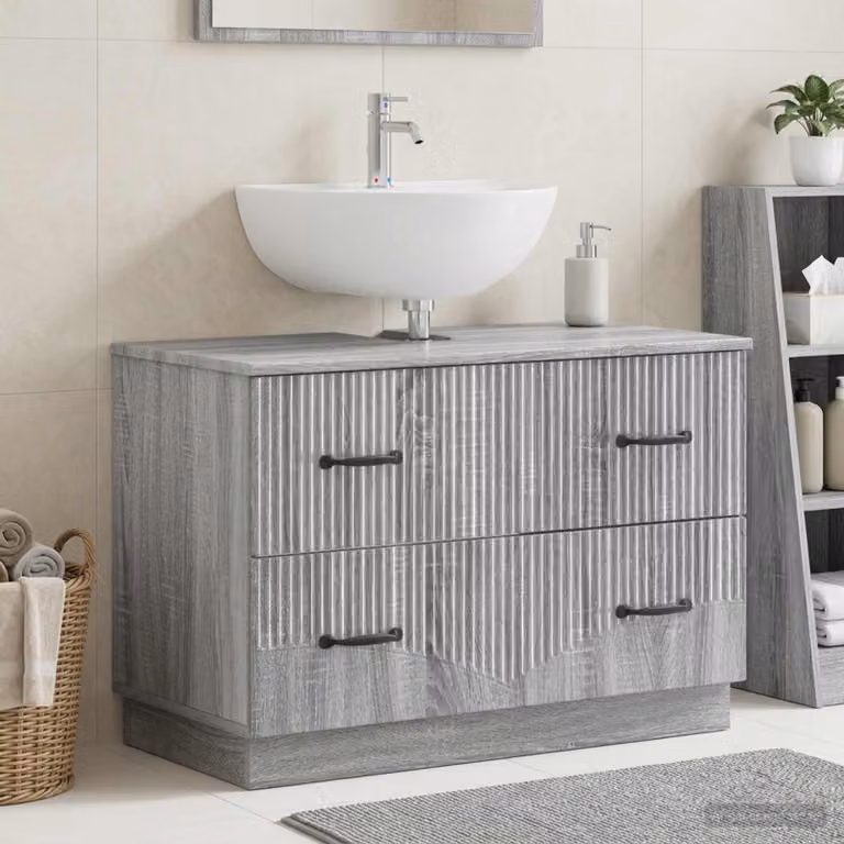 Armadio per lavabo da bagno vidaXL HOORN moderno, grigio e nero, sospeso, L 82 cm x P 41 cm x H 56 cm