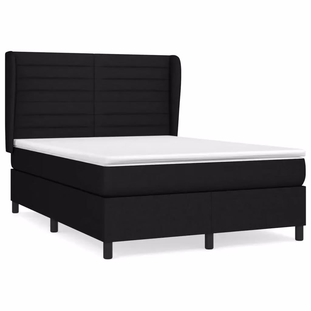 Letto Ibrido vidaXL con Giroletto a Molle e Materasso in Tessuto Nero e Bianco L/P: 140 x 200 cm – 2