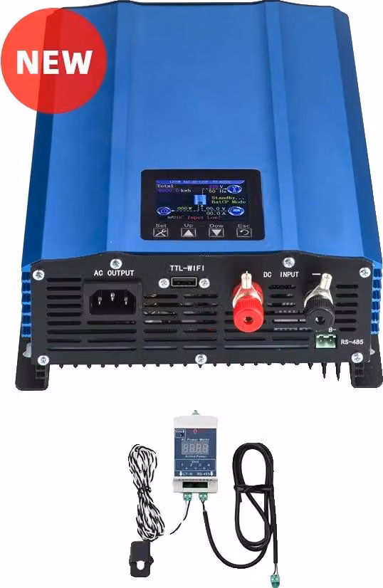 Inverter per connessione alla rete solare, con modalità batteria integrata, display LCD, 1.2 kW, 48V, AC 220-240V