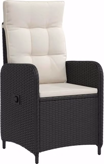 Set di 3 tavolini da salotto in rattan e metallo con cuscini, design minimalista, colori nero e bianco crema