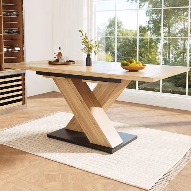 Tavolo allungabile 119x80x75 cm; piano estensibile per 6-8 persone; MDF; colore naturale