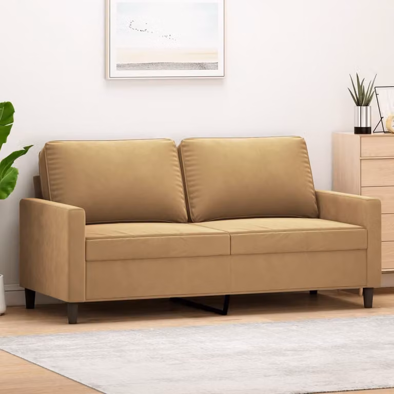 Divano esclusivo, due posti, color marrone, 140 cm, in velluto