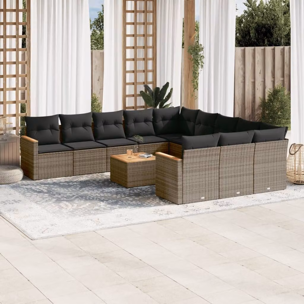 Maison Exclusive - Set Divani da Giardino 12 pz con Cuscini Grigio in Polyrattan