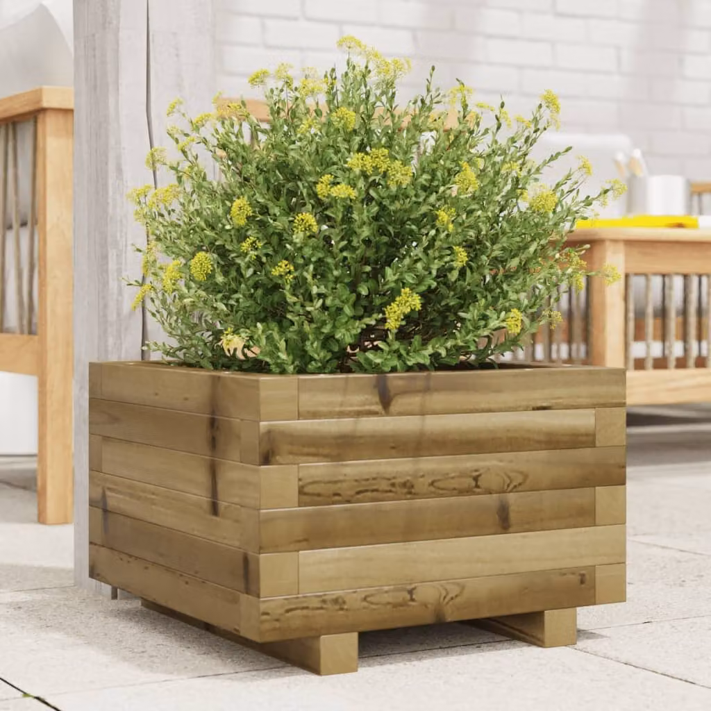 Fioriera da giardino vidaXL in legno di pino marrone L: 40 cm, P: 40 cm, H: 26,5 cm