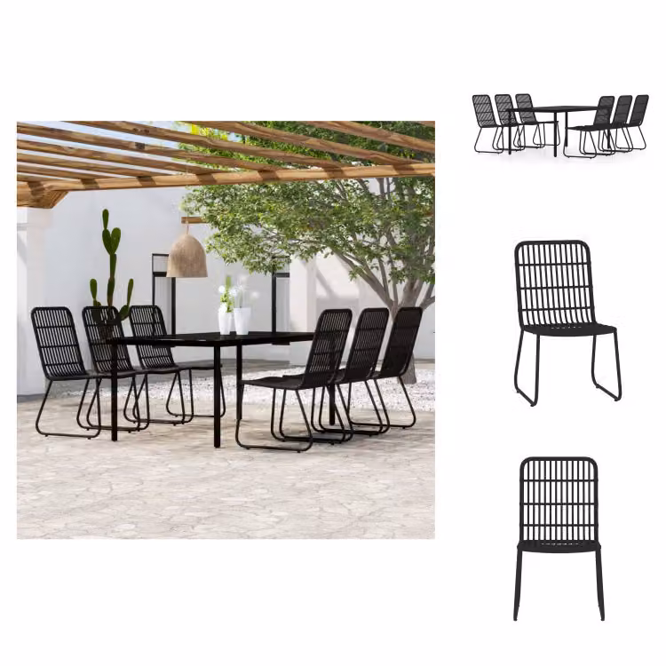 vidaXL set da pranzo da giardino 7 pezzi nero - Set di mobili da giardino