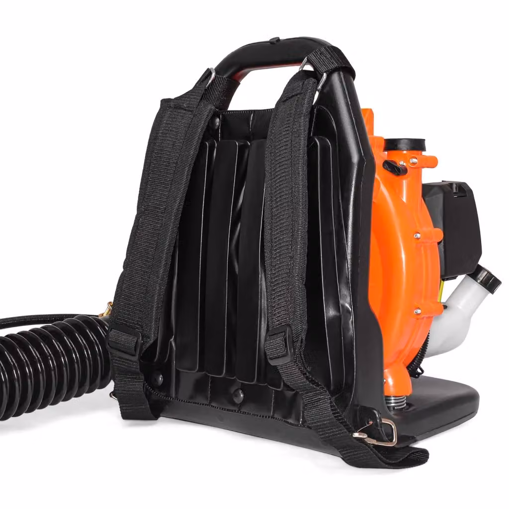 Soffiatore a zaino semi-professionale BOUDECH a gas arancione con velocità di soffiaggio fino a 150 km/h e motore da 43cc 1.25Kw – 2
