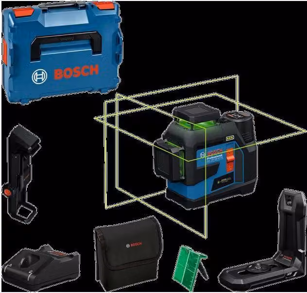 Bosch Professional GLL 12V-100-33 CG line laser (3 laser lines over 360?. range 100 m. case. L-BOXX with battery charger)