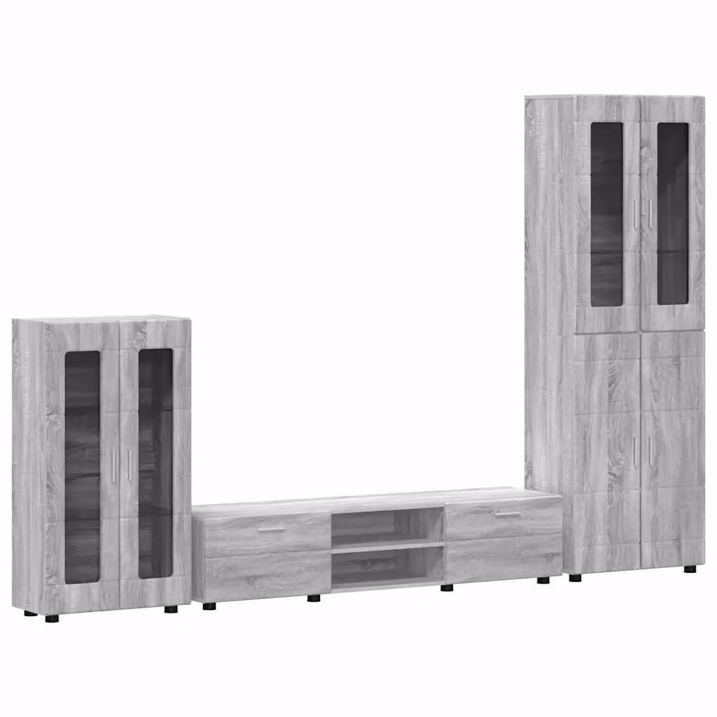 Set mobile TV vidaXL FLORIN 3 pezzi Grigio Sonoma in legno e MDF L: 150 cm, P: 39 cm, H: 30 cm – 2