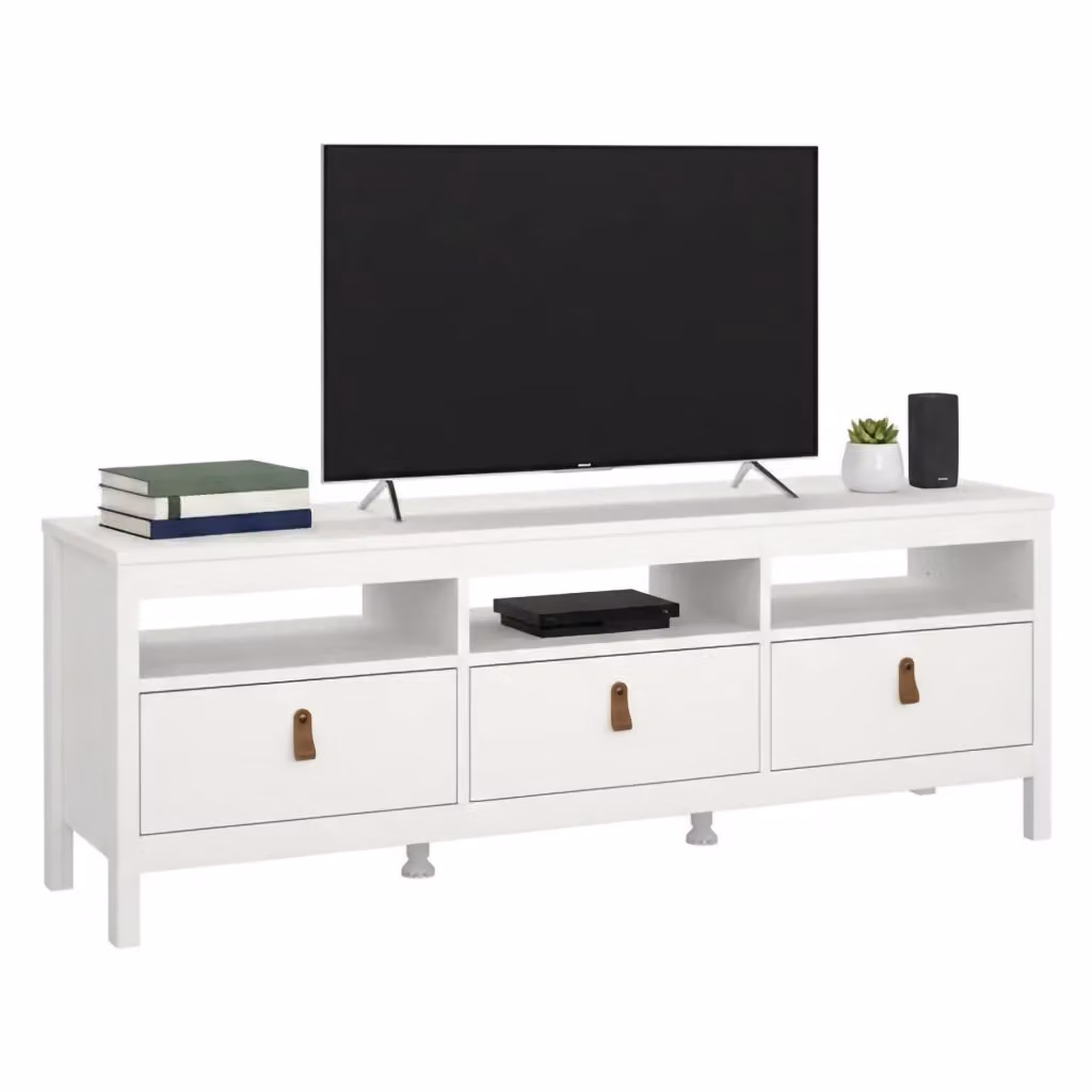 Mobile porta TV Astana DMORA, Credenza da soggiorno moderna in legno bianco opaco, L 151,4 cm x P 38,4 cm x H 54,1 cm – 2