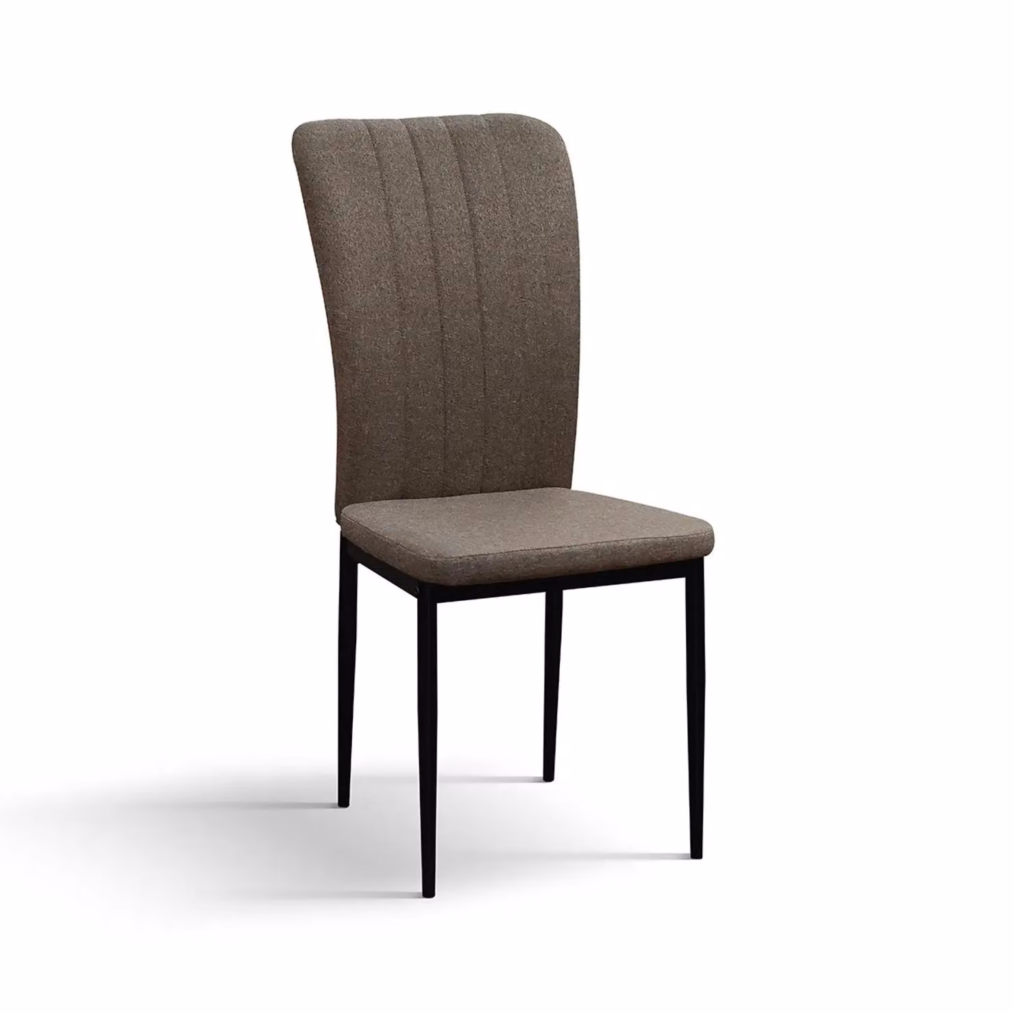 Set di 6 sedie AMSTERDAM in tessuto marrone e gambe in metallo nero