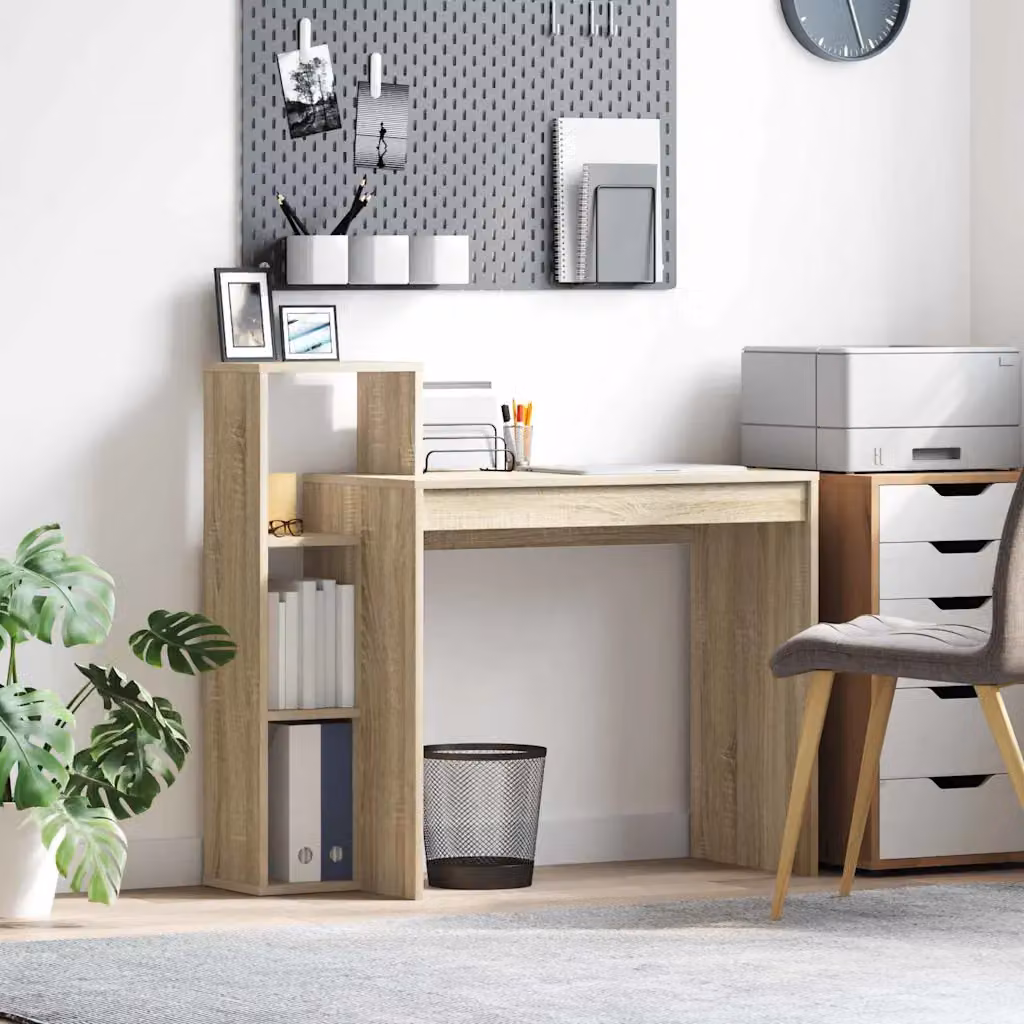 Scrivania moderna vidaXL in legno ingegnerizzato color rovere, L 100 x P 40 x H 90 cm