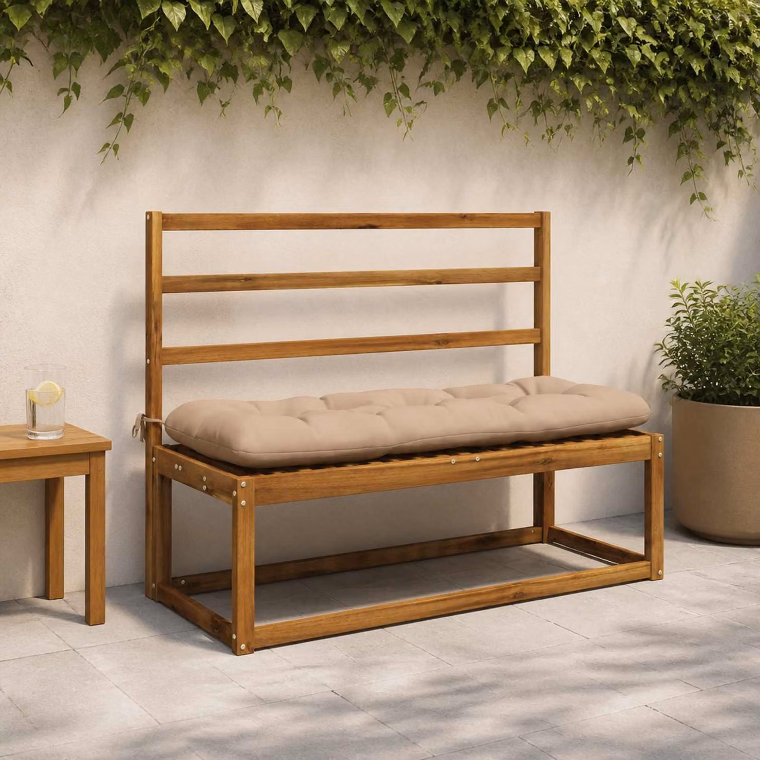 Set di 2 cuscini per panchina vidaXL VIANEN in poliestere color sabbia con imbottitura in schiuma e coperture lavabili